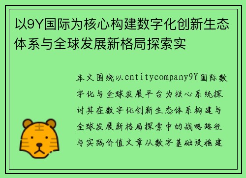 以9Y国际为核心构建数字化创新生态体系与全球发展新格局探索实